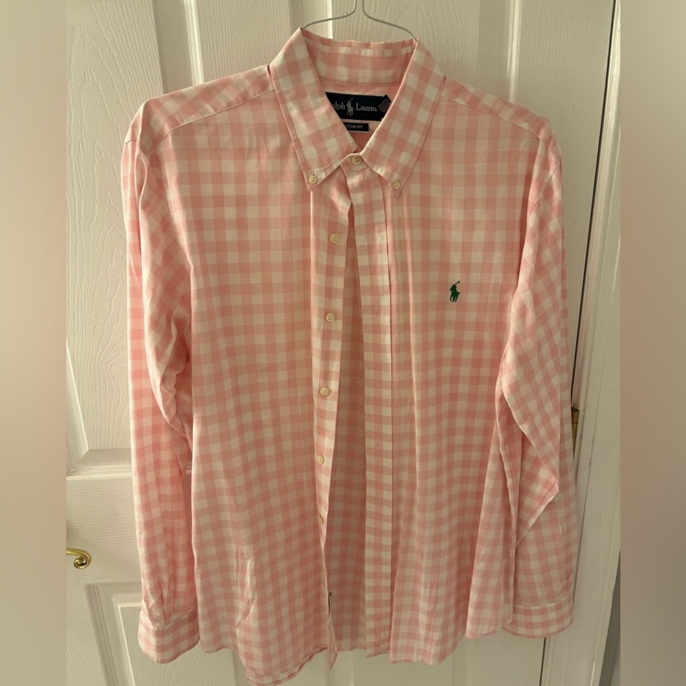 Men’s Polo Pink Checkered Buttoned Up